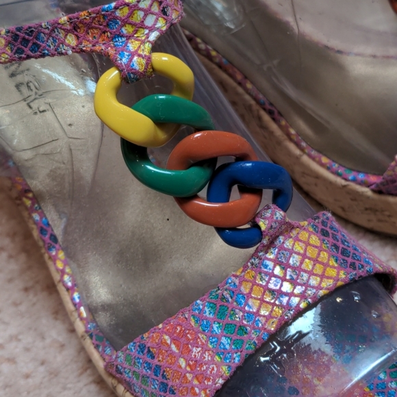 NWOT Colourful Platform Wedge Sandals - Picture 2 of 5